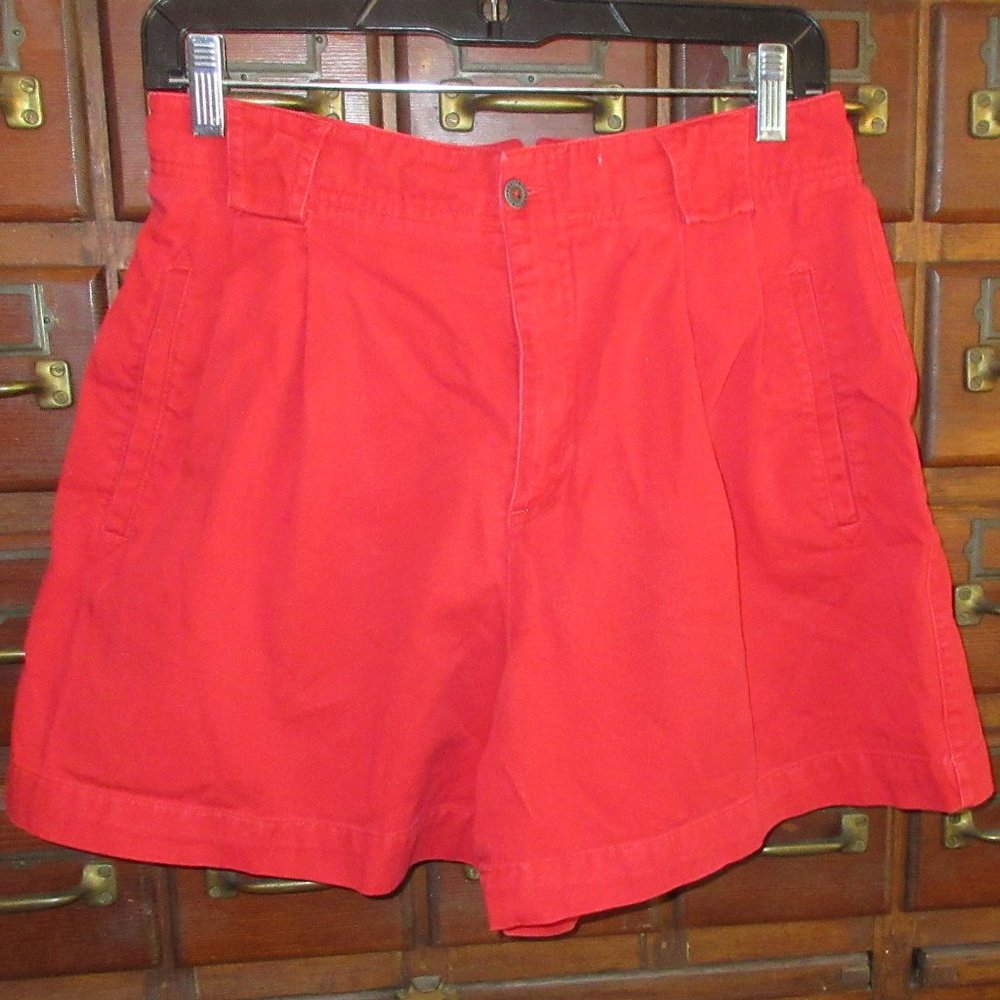 Red Cotton Denim Shorts Size 10 LIZ SPORT